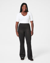 SPANX AirEssentials® Slim Flare Pant with Shimmer | Very Black / Silver Shimmer